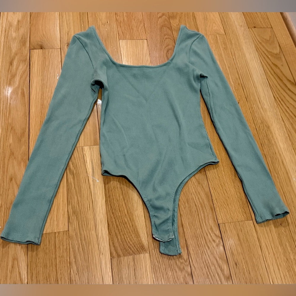 Altar'd State Teal Long Sleeve Bodysuit